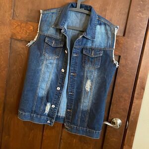 Coofandy Mens Distressed Denim Vest - S
